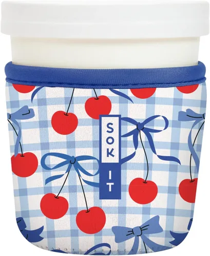 Vista 88 de Sok It IceCreamSok - Funda de neopreno aislada (flores abstractas, pintas de helado cónicas)