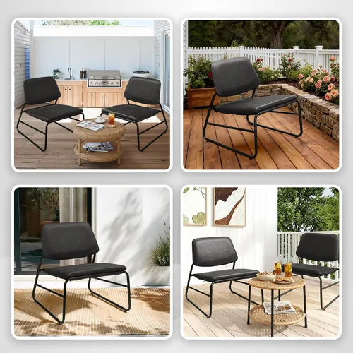 Vista 5 de DAICO Silla decorativa moderna, impermeable, sin brazos, cómodas, tapizadas, con marco de metal, para sala de estar, dormitorio, balcón, jardín