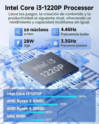 Vista 2 de CHUWI LarkBox X Mini PC, Intel i3-1220P (Beats 7330U), 8GB RAM 256GB SSD