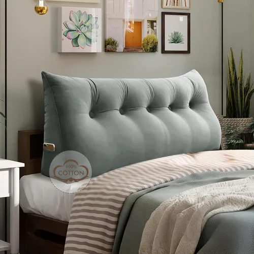 Vista 30 de WOWMAX Almohada para cabecero de terciopelo 100% algodón, tamaño individual, soporte de espalda de cuña, cojín de lectura para cama y diván, cojín
