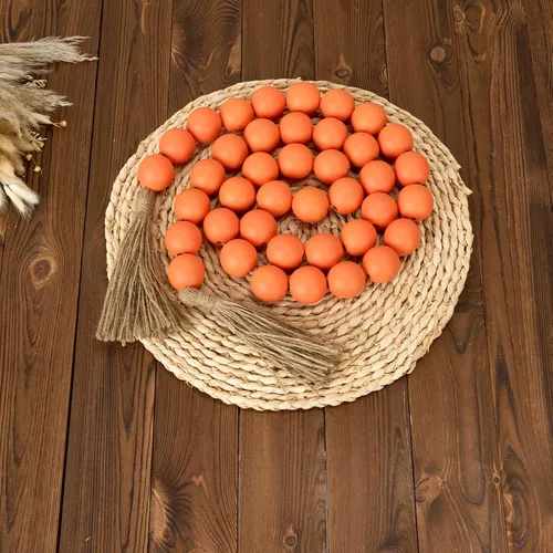 Vista 32 de OMISHE Guirnalda de cuentas de madera extra grande con cuentas de madera y borlas de 1.6 pulgadas de diámetro, cuentas decorativas rústicas de 41