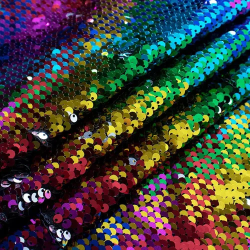 Vista 8 de Partisout Tela de lentejuelas reversible de 1 yarda: plata a oro de dos tonos, tela de purpurina de sirena para vestidos de bricolaje, telones