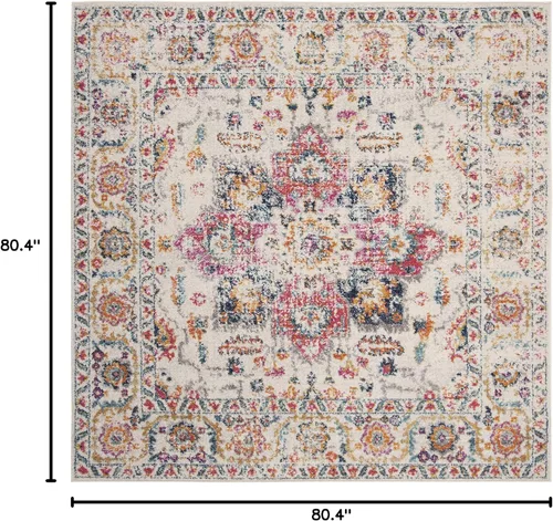 Vista 2 de Safavieh MAD603R - Tapete cuadrado con diseño de medallón oriental desgastado, copo de nieve, colección Madison, no suelta pelos, sala de estar