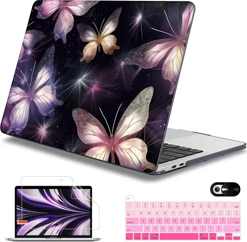 Vista 35 de Mektron Funda para MacBook Pro de 13 pulgadas 2022 2021 2020 versión A2338 M2 M1 A2289 A2251, cubierta rígida de plástico impresa para MacBook Pro