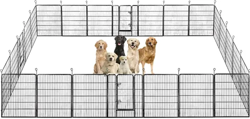 Vista 28 de BestPet Extensión de corral para perros 32 pulgadas, 2 paneles Corral resistente para mascotas con ejercicio de metal Paneles de cerca