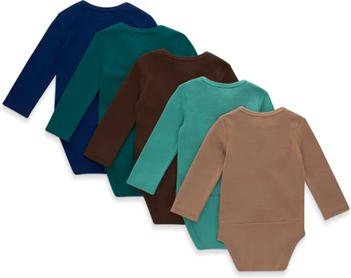 Vista 2 de Hanes Baby Long Sleeve Bodysuit, Ultimate Flexy Bodysuits Boys & Girls, 5-Pack
