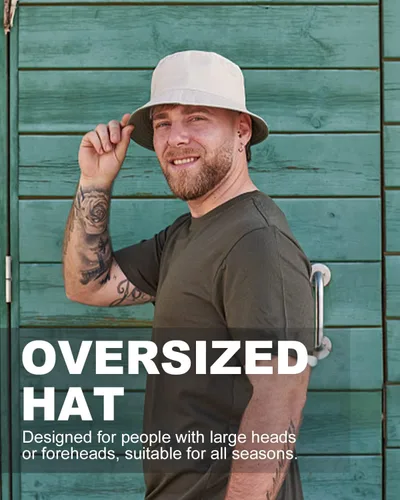 Vista 5 de Zylioo Sombrero de pescador XXL de gran tamaño para hombre, XL, reversible, moderno, sombrero de pescador, sombrero de sol de viaje grande de doble