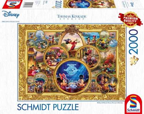 Vista 4 de Schmidt Spiele 57371 Thomas Kinkade, Disney, Mickey & Minnie, Dream Collage 2, rompecabezas de 2000 piezas