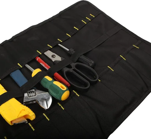 Vista 7 de Bolsa organizadora de herramientas enrollable de lona para llaves y 1PC Negro