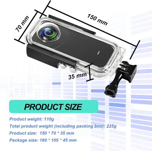 Vista 4 de Funda impermeable para cámara de acción Insta 360 one X3, carcasa protectora de buceo subacuático 40M con accesorios de soporte