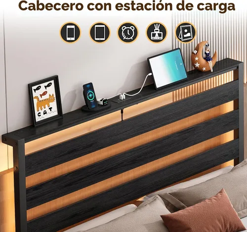 Vista 3 de CLIBFENG Marco de Cama de Plataforma de Metal Clásico de 14 Pulgadas - Marco de Cama Tamaño Full con Cabecero, Soporte de Listones de Acero - Marco