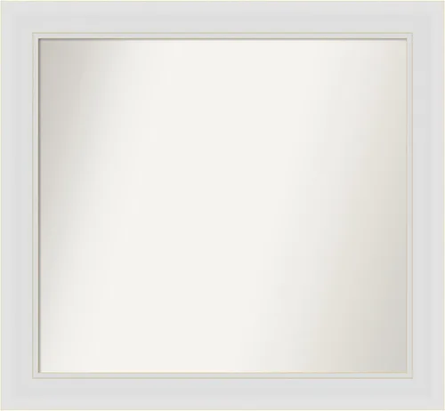 Vista 301 de Amanti Art Espejo de baño blanco para sobre el fregadero, 24 x 26 pulgadas, espejo rectangular blanco y blanco, marco de madera contemporáneo