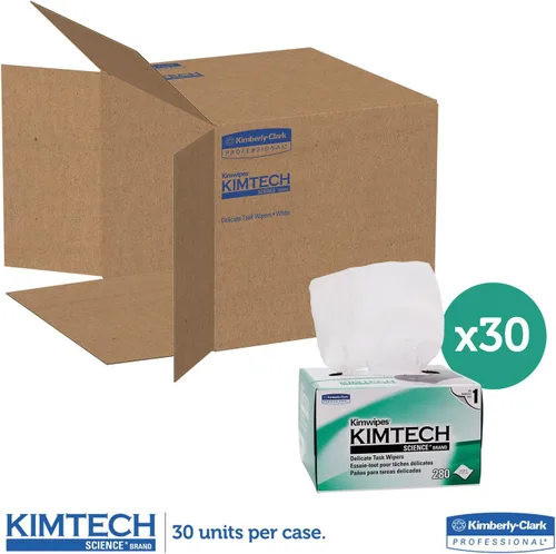 Vista 4 de Kimtech 34120 KIMWIPES Limpiaparabrisas delicados, 1 capa, 4 2/5 x 8 2/5, 280/caja, 30 cajas/cartón