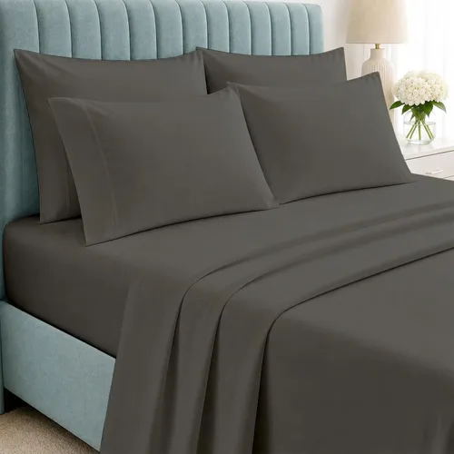 Vista 15 de Shreem Linen Juego de sábanas tamaño Queen de 6 piezas, sábanas 100% algodón egipcio, ropa de cama de lujo de hotel, bolsillo profundo de 18