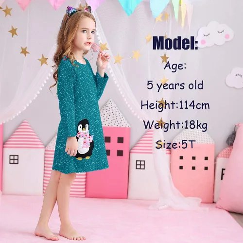 Vista 2 de VIKITA Toddler Girls Dresses Winter Hoodie Clothes Colorful Sequins Long Sleeve Cotton Sweatshirt for Little Kids 3-8 Years