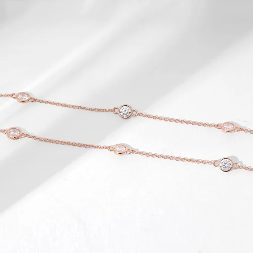 Vista 2 de Tienda Collection Platinum or Gold Plated Sterling Silver Station Necklace made with Infinite Elements Zirconia