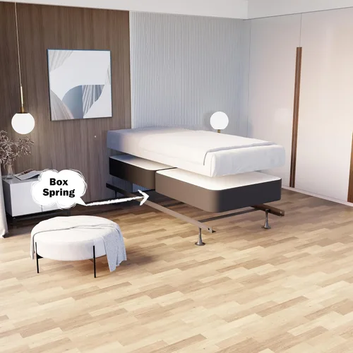 Vista 2 de Greaton, Base de cama con somier, tamaño individual, base de colchón de madera de 4 pulgadas, fabricada en Estados Unidos, silenciosa, sin ruido, 2