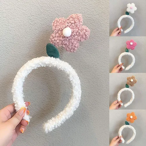 Vista 7 de Diademas para mujeres y niñas, diadema para la cabeza, linda diadema de flores de dibujos animados suave para invierno y otoño, aro para el cabello