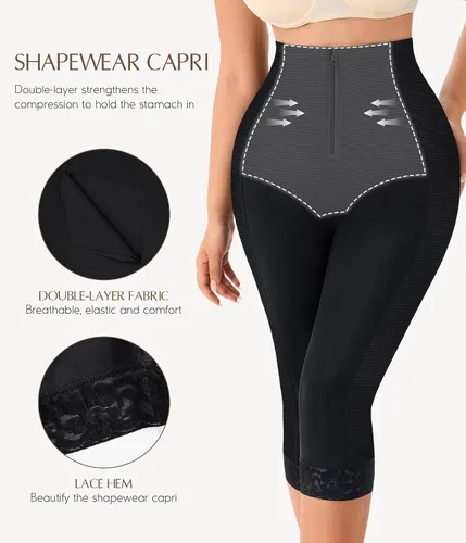 Vista 3 de MERYOSZ Levantador de glúteos para mujer, faja moldeadora de muslos de cintura alta, control de abdomen, pantalones cortos moldeadores de cuerpo