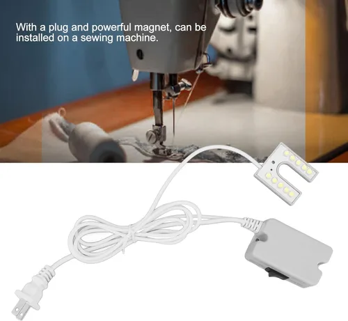 Vista 2 de Luz para máquina de coser, brillante lámpara de cuello de cisne flexible de 10 LED con base magnética para máquinas de coser y bancos de trabajo
