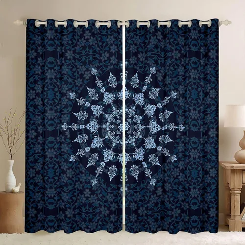 Vista 7 de Feelyou Cortinas de oscurecimiento del suroeste (2 paneles, 38 x 45 pulgadas), cortinas tribales para dormitorio, sala de estar, estampado