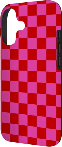 Vista 2 de Red Pink Checkered Checked Pattern Check Design #019 Case for iPhone 17