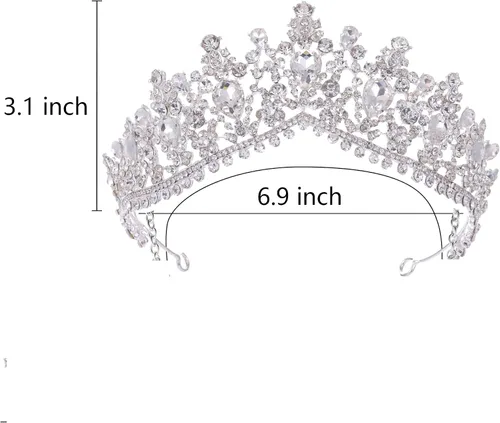 Vista 9 de Kamirola - Corona de reina y tiara corona de princesa para mujeres y niñas, diademas de cristal para novias, disfraces góticos de Halloween