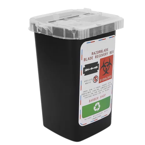 Vista 2 de FILFEEL Caja de eliminación de cuchillas, contenedor de cuchillas de desecho, peluquería, peluquería, peluquería, cuchillo de afeitar, caja