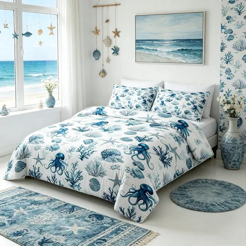 Vista 57 de Juego de edredón Lake Home Camper tamaño King, juego de ropa de cama náutica con ancla para niños, niñas, niños, adultos, decoración de dormitorio