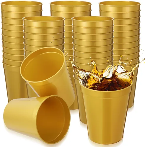 Vista 8 de Yungyan Paquete de 12 vasos de plástico reutilizables de 16 onzas, 4