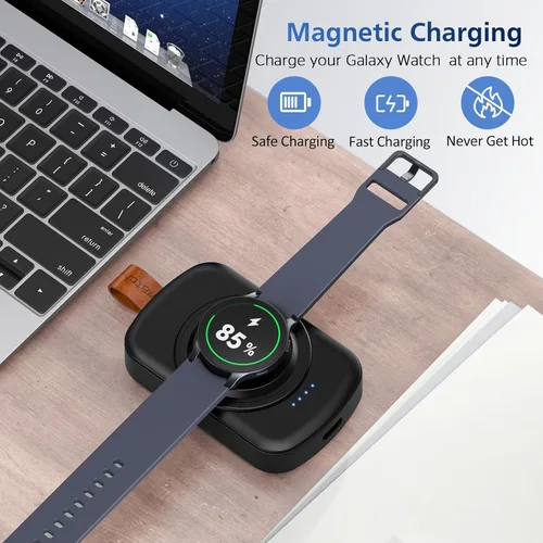 Vista 2 de Cargador portátil para Samsung Galaxy Watch, cargador portátil de 1800 mAh para Samsung Galaxy Watch 8/8 Classic/7/Ultra/6/6 Classic/5/5 Pro/4/3