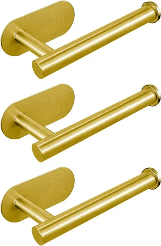 Vista 20 de Soporte para papel higiénico autoadhesivo, sin taladrar para baño, baño, baño, soporte de pared, acero inoxidable (negro)
