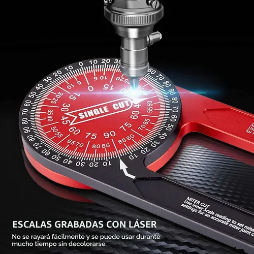Vista 5 de Litorange Transportador de sierra ingletadora de aluminio Plus Buscador de ángulo de 8.7 pulgadas con escalas grabadas con láser de precisión