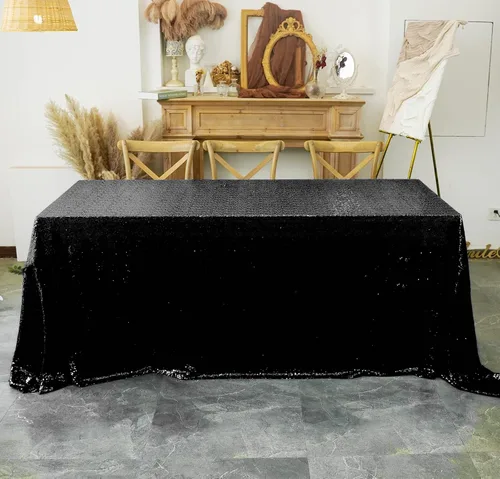 Vista 80 de Mantel de lentejuelas de 60 x 102 pulgadas, azul bebé, para boda, fiesta, despedida de soltera, rectangular
