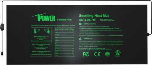 Vista 8 de iPower tapete térmico para plantón, tapete térmico hidropónico caliente con diseño impermeable duradero, estera de calor solamente, Negro
