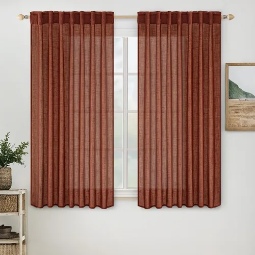 Vista 53 de MIULEE - Cortinas semitraslúcidas suaves y gruesas con textura de lino para cocina y ventana de baño, con trabilla trasera y bolsillo para Blanco