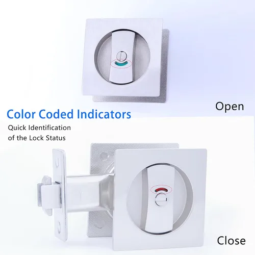 Vista 2 de Dontay Cerradura y tirador de puerta de bolsillo, pestillo cuadrado de privacidad (cama/baño), asas empotradas, fondo de 2-3/8 pulgadas, accesorios
