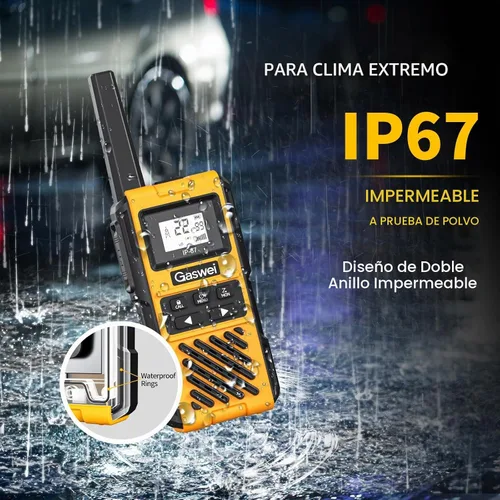 Vista 4 de Gaswei G1pro Walkie Talkie de largo alcance IP67 impermeable 22 canales