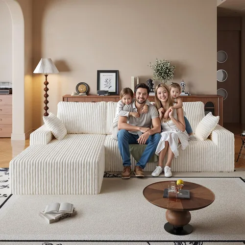 Vista 4 de Sofá modular de nube seccional de 108 pulgadas para sala de estar, asiento profundo en forma de L, sofá sin hueso con diván de gran tamaño, cómodo