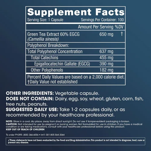 Vista 2 de ProHealth Longevity Green Tea EGCG Extreme (390 mg EGCG, 100 Cápsulas) (Suplemento de té verde)