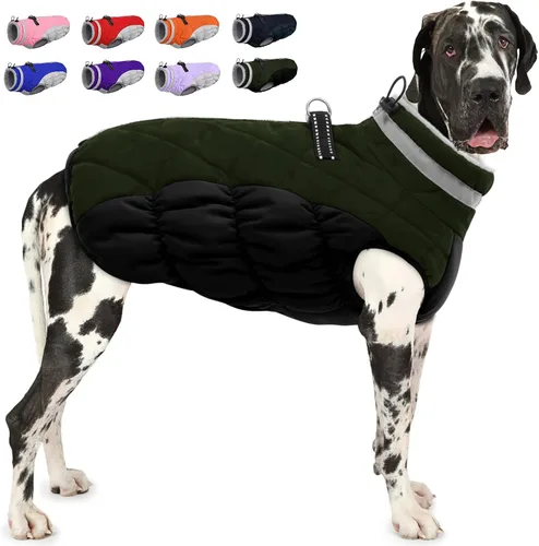Vista 12 de AOFITEE Abrigo para perro, chaquetas cálidas para perros pequeños, abrigo de invierno para perros con arnés integrado, chaqueta de invierno