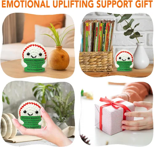 Vista 5 de Divertido mini regalo de béisbol de ganchillo para los amantes del béisbol, regalos de cumpleaños para hombres, mujeres, jugadores de béisbol, apoyo