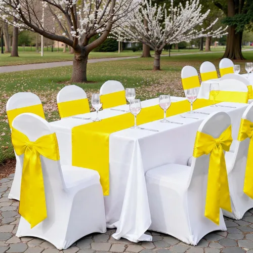 Vista 6 de Juego de 50 listones para sillas, de la marca MDS, Satin, Amarillo, 50