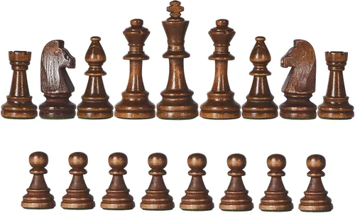 Vista 3 de Vamslove Piezas de Ajedrez de Madera Pesadas Solamente - Rey de 3.8'' - 2 Reinas Extra - 34 Piezas de Ajedrez de Madera de Torneo para Juego