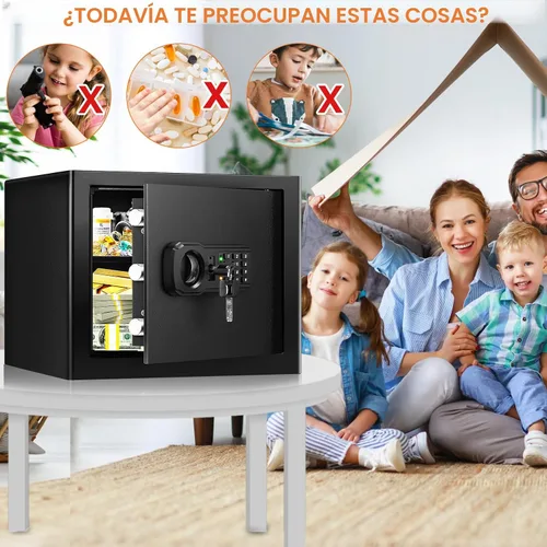 Vista 3 de Caja de seguridad pequeña de 9.84 pulgadas de alto para privacidad personal, caja fuerte de seguridad de 1.2 pies cúbicos con bolsa de dinero