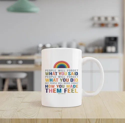 Vista 2 de kunlisa Taza de cerámica con frase "People Will Forget What You Said Maya Angelou", taza de cerámica de 11 onzas con asa, regalos inspiradores