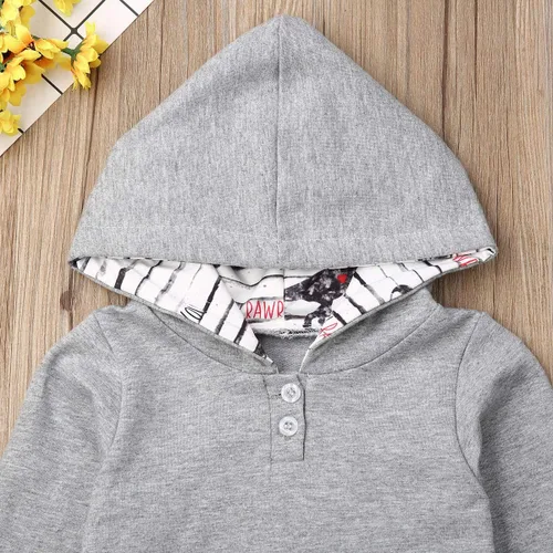 Vista 3 de Conjunto de ropa para bebé niño con capucha para otoño e invierno, pantalones de género neutro de manga larga
