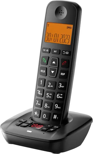 Vista 8 de Teléfono inalámbrico Ornin D1004 para el hogar, tecnología ECO, pantalla LCD ámbar de 1.6 pulgadas, identificador de llamadas, botones grandes