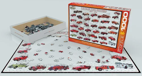 Vista 3 de EuroGraphics Rompecabezas vintage de 1000 piezas de camiones de bomberos