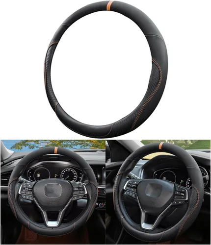 Vista 18 de Mandark Funda para volante de automóvil, de piel de microfibra antideslizante de 15 pulgadas, protector de volante de vehículo, accesorios
